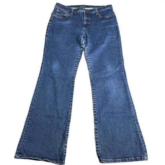 Lauren Ralph Lauren Denim - Lauren Ralph Lauren Women 14 Dark Wash Bootcut Jeans Blue Stretch Denim Mid Rise